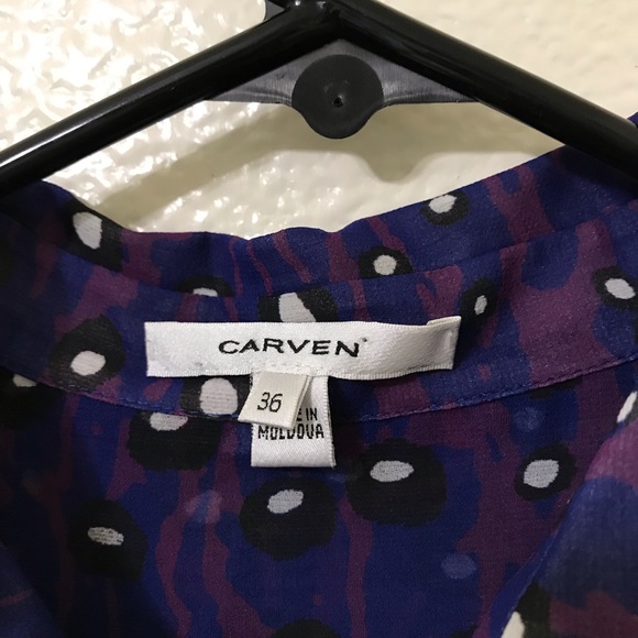 Carven Purple Animal Print Semi Sheer Butt… - Picture 4 of 7